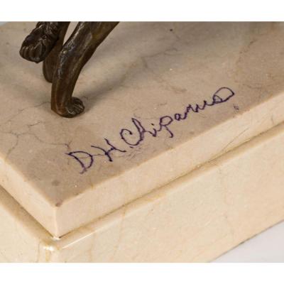 D Chiparus French Art Deco Bronze Figurine Borzoi Dogs Statue