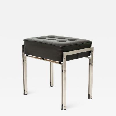 DANISH POLISHED STEEL AND LEATHER BENCH STOOL