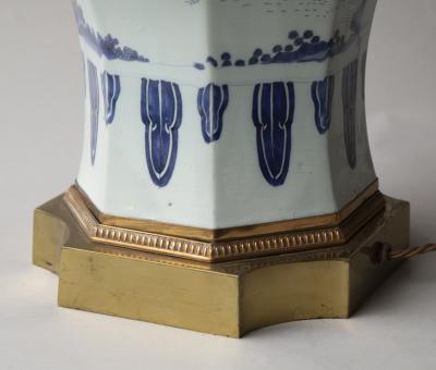 DELFT OCTAGONAL BALUSTER VASE IN THE CHINOISERIE TASTE CONVERTED TO A LAMP