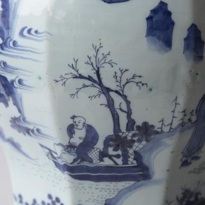 DELFT OCTAGONAL BALUSTER VASE IN THE CHINOISERIE TASTE CONVERTED TO A LAMP
