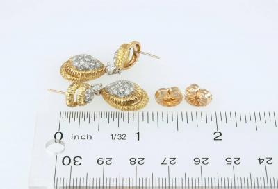 DIAMOND DANGLE TWO TONE EARRINGS