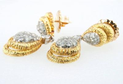 DIAMOND DANGLE TWO TONE EARRINGS