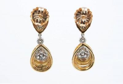 DIAMOND DANGLE TWO TONE EARRINGS