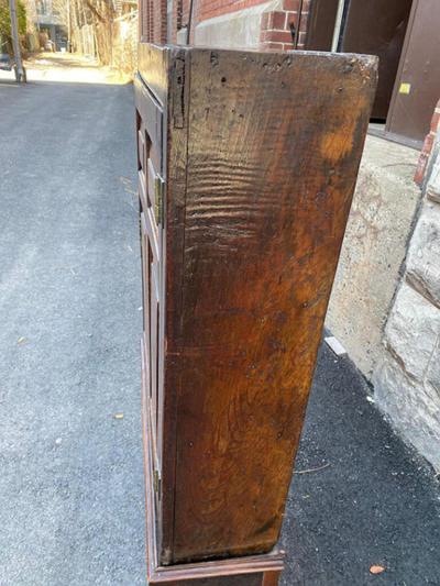 DIMINUTIVE ENGLISH 18TH CENTURY OAK CUPBOARD ON STAND