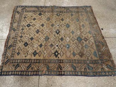 DISTRESSED ANTIQUE CAUCASIAN SHIRVAN SQUARE ACCENT RUG