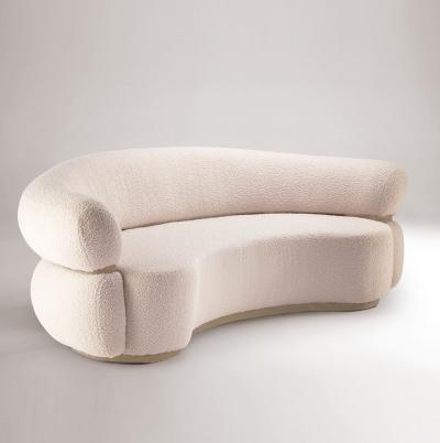 DOOQ Contemporary Portugese Light Grey Boucle Fabric Malibu Sofa