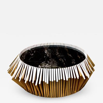 DRAMA Studio Utopia 02 Coffee Table in Gold Leaf and Portoro Marble by DRAMA Studio