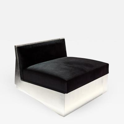 DRAMA Studio Utopia 03 Armchair in Silver Leaf and Black Velvet by Drama Studio