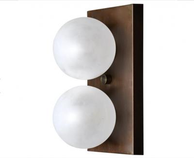 DUO Wall Sconce in Bronze and Blown Opal Glass
