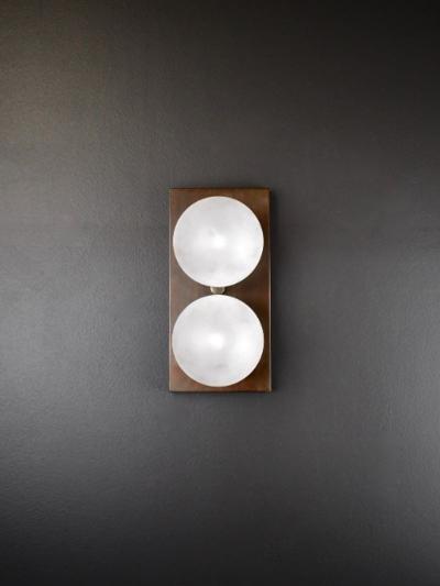 DUO Wall Sconce in Bronze and Blown Opal Glass