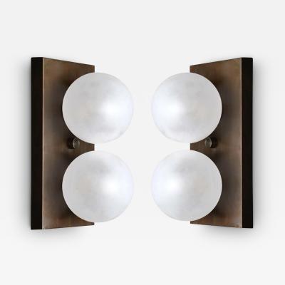 DUO Wall Sconce in Bronze and Blown Opal Glass