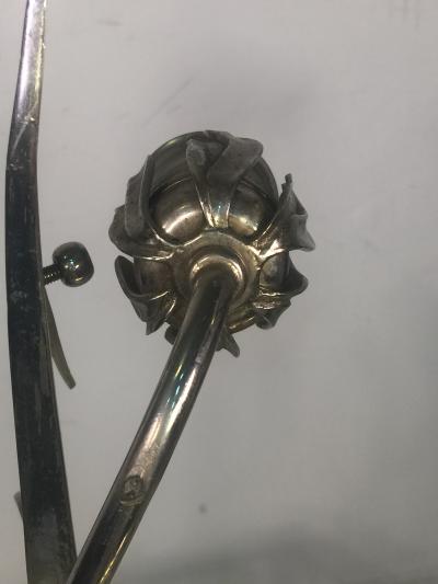 Dagobert Peche AUSTRIAN MODERNIST NICKELED BRONZE FLOWER WITH LEAVES AND TENDRILS LAMPS