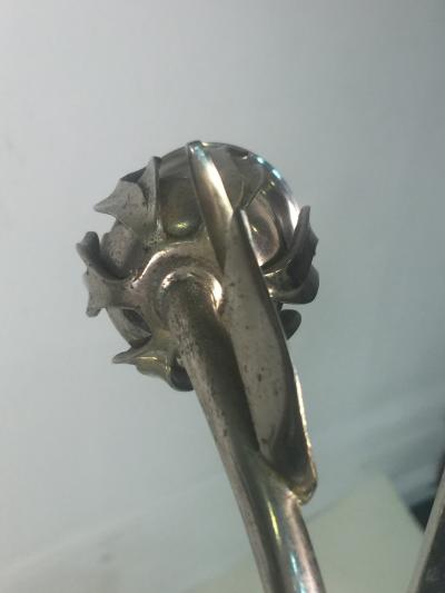 Dagobert Peche AUSTRIAN MODERNIST NICKELED BRONZE FLOWER WITH LEAVES AND TENDRILS LAMPS