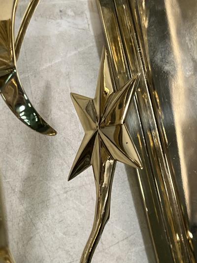 Dagobert Peche INCREDIBLE MONUMENTAL RARE POLISHED EIGHT LIGHT BRASS SCONCE BY DAGOBERT PECHE