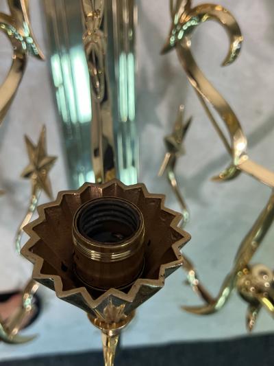 Dagobert Peche INCREDIBLE MONUMENTAL RARE POLISHED EIGHT LIGHT BRASS SCONCE BY DAGOBERT PECHE