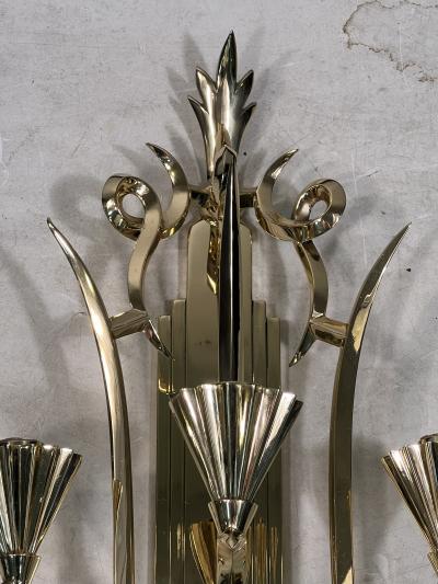 Dagobert Peche INCREDIBLE MONUMENTAL RARE POLISHED EIGHT LIGHT BRASS SCONCE BY DAGOBERT PECHE