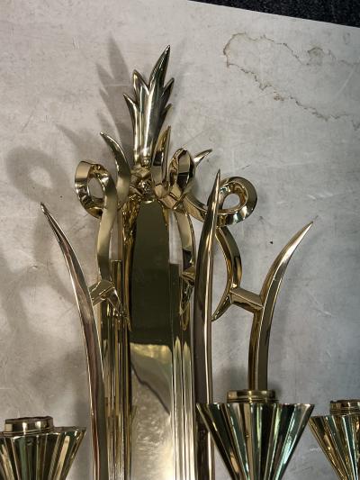 Dagobert Peche INCREDIBLE MONUMENTAL RARE POLISHED EIGHT LIGHT BRASS SCONCE BY DAGOBERT PECHE