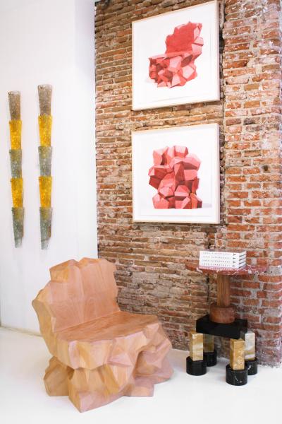 Dagoberto Rodriguez Mineral Faceted Sculptural Chair in Wood by Dagoberto Rodriguez