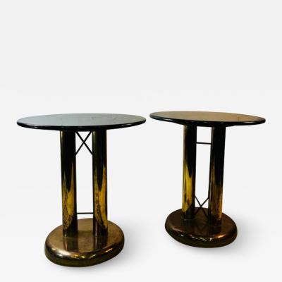 Dakota Jackson POST MODERN BRASS AND BLACK MARBLE TABLES