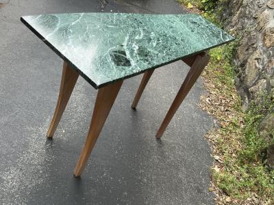 Dakota Jackson POST MODERN GREEN MARBLE AND CURVED WOOD CONSOLE BY DAKOTA JACKSON