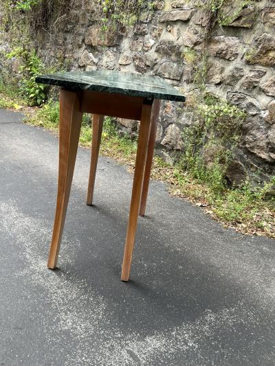 Dakota Jackson POST MODERN GREEN MARBLE AND CURVED WOOD CONSOLE BY DAKOTA JACKSON