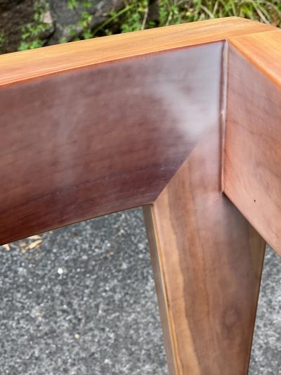 Dakota Jackson POST MODERN GREEN MARBLE AND CURVED WOOD CONSOLE BY DAKOTA JACKSON