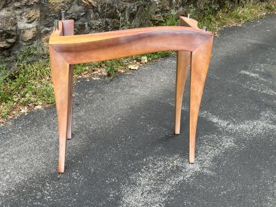 Dakota Jackson POST MODERN GREEN MARBLE AND CURVED WOOD CONSOLE BY DAKOTA JACKSON