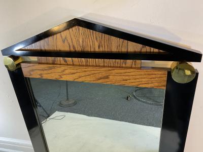 Dakota Jackson POST MODERN OAK BLACK LAMINATE AND GOLD ACCENTS WALL MIRROR