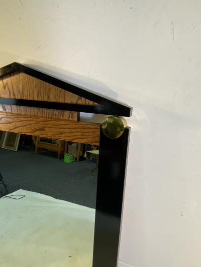 Dakota Jackson POST MODERN OAK BLACK LAMINATE AND GOLD ACCENTS WALL MIRROR