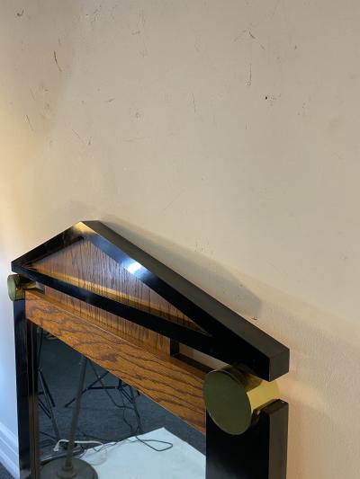 Dakota Jackson POST MODERN OAK BLACK LAMINATE AND GOLD ACCENTS WALL MIRROR