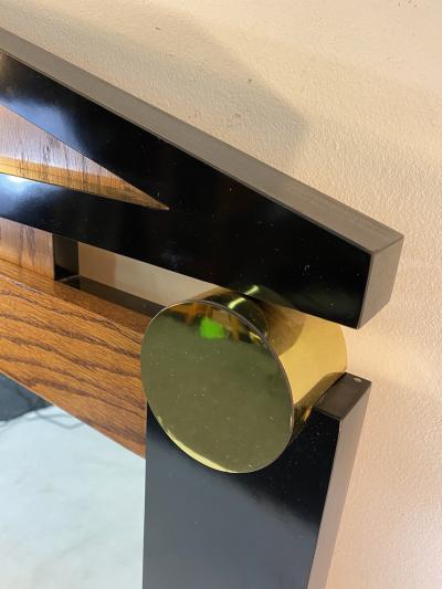 Dakota Jackson POST MODERN OAK BLACK LAMINATE AND GOLD ACCENTS WALL MIRROR