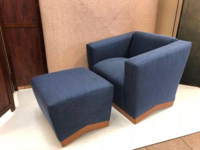 Dakota Jackson Pair of Dakota Jackson Lounge Chairs with Matching Ottoman