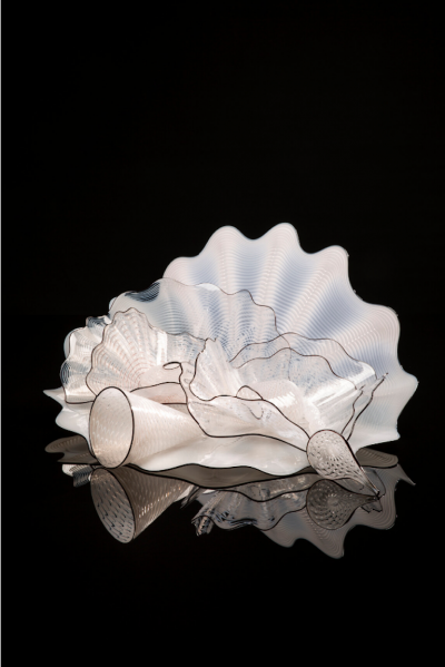 Dale Chihuly Cloud White Persian Set with Jet Black Lip Wraps 2015