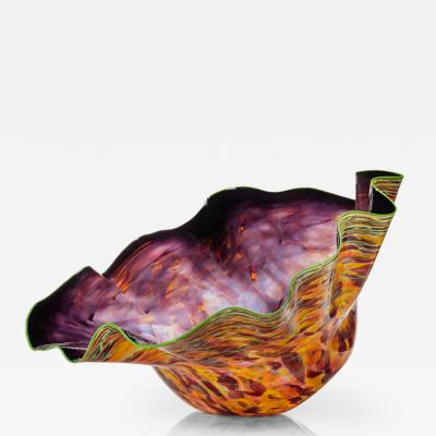 Dale Chihuly Deep Violet Macchia with Leaf Green Lip Wrap 2007