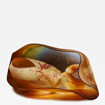 Dale Chihuly Iris Amber Basket Set with Drawing Shard 2017