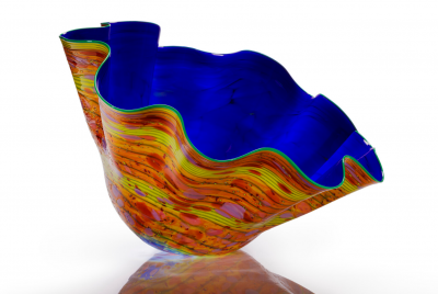 Dale Chihuly Oxide Blue Macchia with Pale Forest Lip Wrap 2012