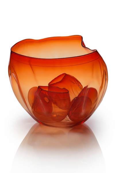Dale Chihuly Phantom Red Basket Set with Ombre Lip Wraps 2002