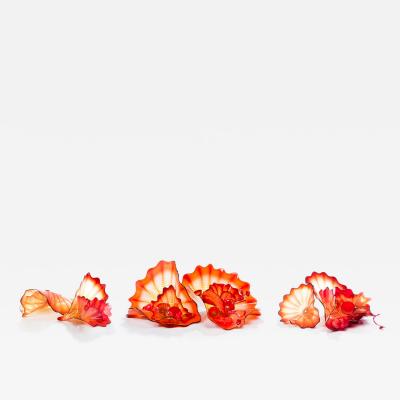 Dale Chihuly Ruby Flame Persian Set with Obsidian Lip Wraps 1994