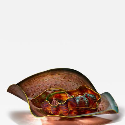 Dale Chihuly Shades of Green Macchia Set with Yellow Lip Wraps 1985