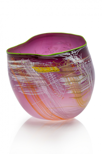 Dale Chihuly Wild Aster Soft Cylinder with Pale Green Lip Wrap 2014