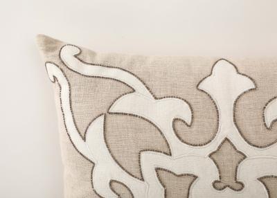 Damask Applique Beaded Linen Pillow