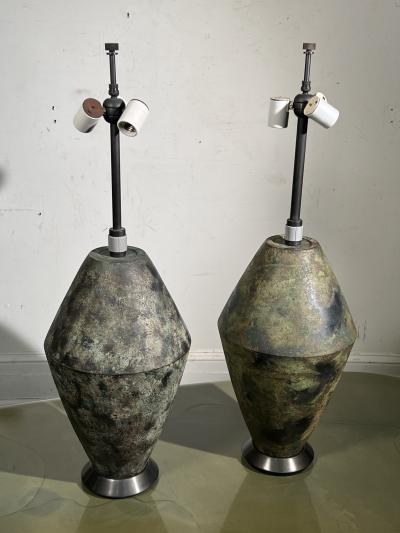 Damon Giffard EXCEPTIONAL PAIR OF MID CENTURY SCULPTURAL LAMPS BY DAMON GIFFARD