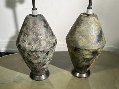 Damon Giffard EXCEPTIONAL PAIR OF MID CENTURY SCULPTURAL LAMPS BY DAMON GIFFARD