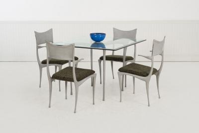 Dan Johnson Dan Johnson Style Aluminum Glass Dining Set by Kessler Industries Indoor Out