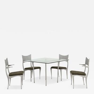 Dan Johnson Dan Johnson Style Aluminum Glass Dining Set by Kessler Industries Indoor Out