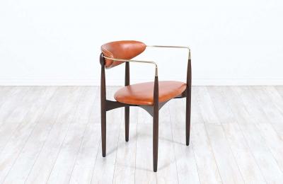 Dan Johnson Dan Johnson Viscount Cognac Leather Brass Accent Armchair for Selig
