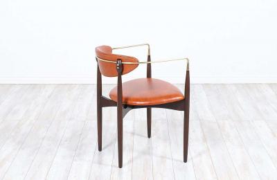 Dan Johnson Dan Johnson Viscount Cognac Leather Brass Accent Armchair for Selig