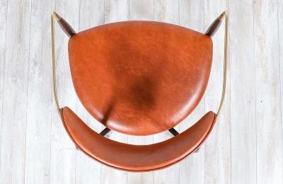 Dan Johnson Dan Johnson Viscount Cognac Leather Brass Accent Armchair for Selig