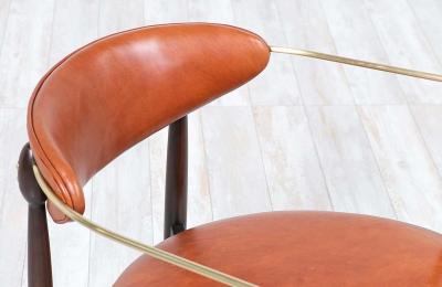 Dan Johnson Dan Johnson Viscount Cognac Leather Brass Accent Armchair for Selig