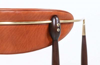 Dan Johnson Dan Johnson Viscount Cognac Leather Brass Accent Armchair for Selig